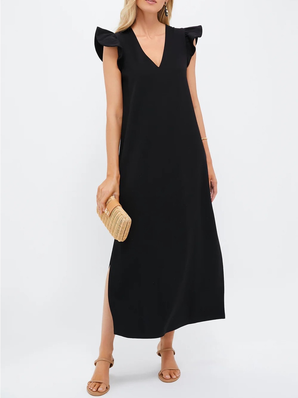 POMANDER PLACE Black Flutter Sleeve Miko Dress